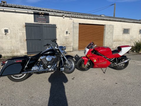 entretien complet d'une moto Harley Davidson road king 1340 dans notre garage l'atelier Riders spirit a la cote saint andré 