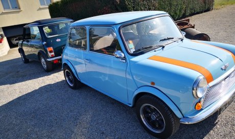 restauration complete d'une voiture austin mini 1000 gulf 1989 à la cote saint andré